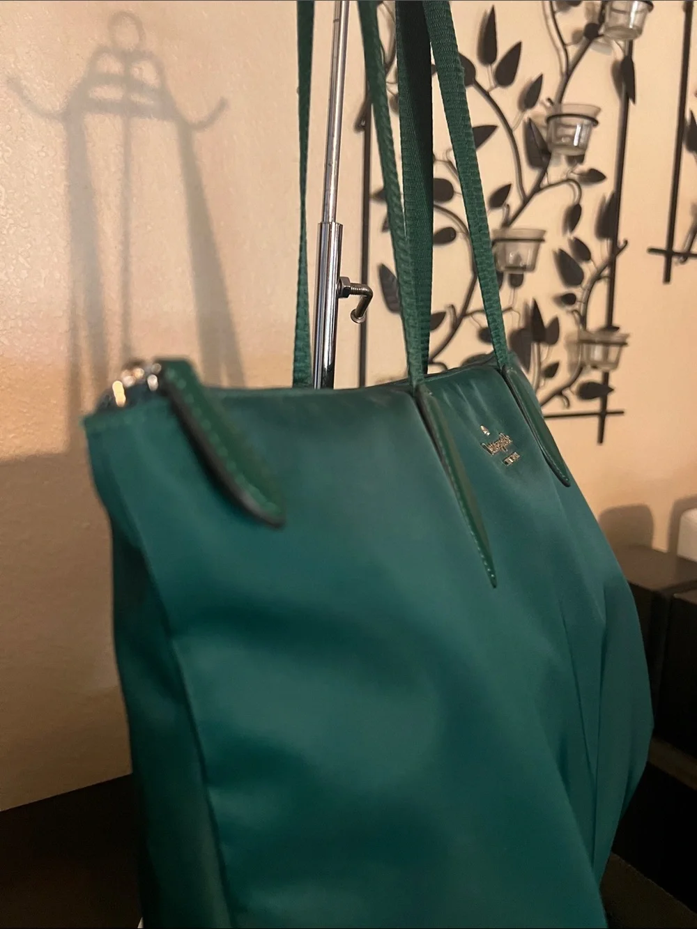 kate spade emerald green nylon tote bag